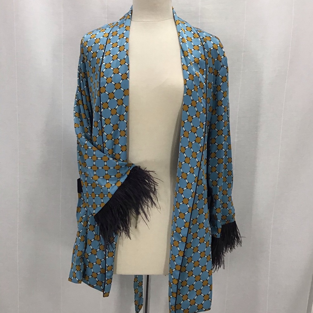 Zara Flowing blazer feather Retro Boho Kimono - Picture 5 of 8